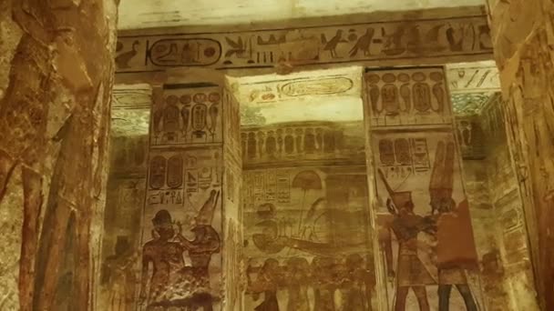 Scène Tombe Faroah Décorer Dans Ton Pastel Intérieur Vallée Egypte — Video