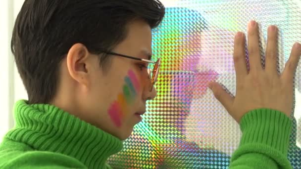 Estrés Asiático Tomboy Lesbiana Mujer Tener Identidad Emoción Problema Con — Vídeos de Stock