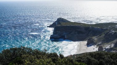 Güney Afrika 'nın güzel üst manzarası Mavi okyanus