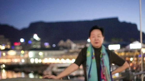 Asiatische Senioren Reisen Nach Südafrika Kapstadt Ein Wahrzeichen Wasser Bei — Stockfoto