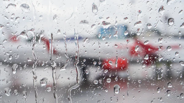 Chuva Janela Avião Borrão Baixa Temporada Ruim Para Negócio Companhia — Fotografia de Stock