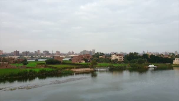 Niles Cidade Ponte Cairo Com Agrícola Lado Uns Dos Outros — Vídeo de Stock