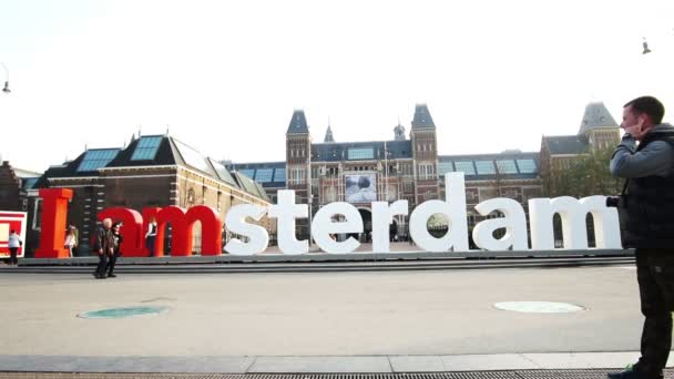 Amsterdam Niederlande Apr 2017 Ich Bin Sterdam Wahrzeichen Der Touristenstadt — Stockvideo