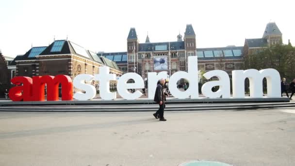 Amszterdam Hollandia Április 2017 Sterdam Landmark Sign Tourist City — Stock videók