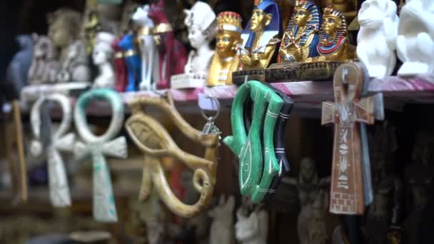 Egypten Souvenir Öga Horus Och Livsavgörande Försäljning Khan Marknaden — Stockvideo