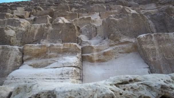 Gran Pirámide Giza Haram Egipto Pan Desde Base Pirámide Vista — Vídeo de stock