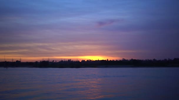 Günbatımında Mısır Nil Nehri Manzarası Aswan Dan Turist Seyahati — Stok video