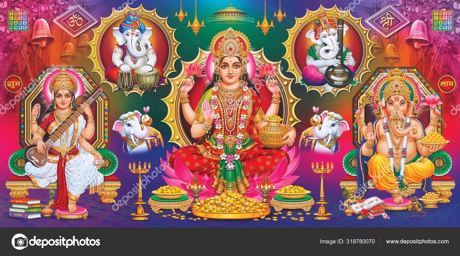 Hindu Lord Ganesha Laxmiji Sarasvatiji Texture Wallpaper Background Stock Photo By C Jaydeep074 318780070