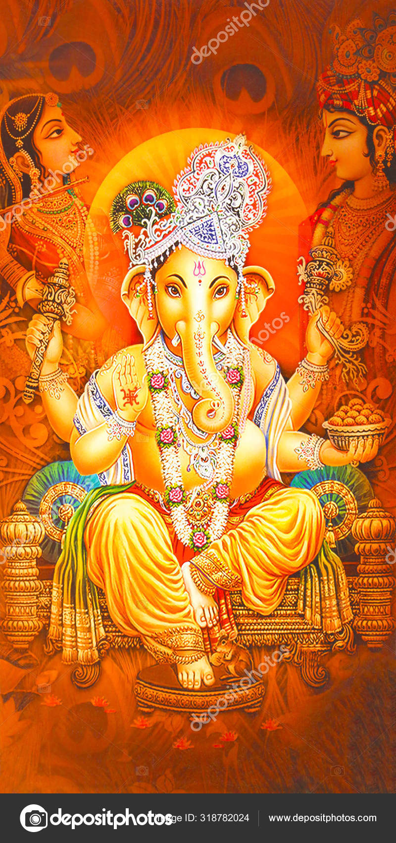 Hindu Lord Ganesha Texture Wallpaper Background Stock Photo by ...