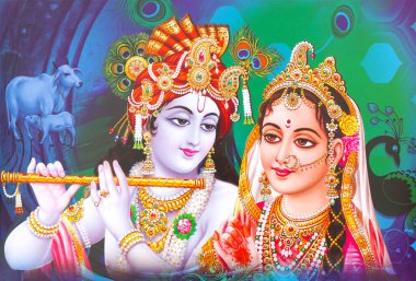 Hindu Lord Radha kishana doku duvar kağıdı arka planı