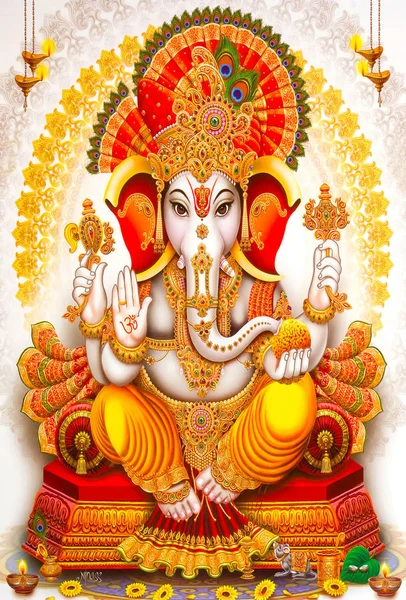 Hindoe Lord Ganesha Textuur Behang Achtergrond — Stockfoto