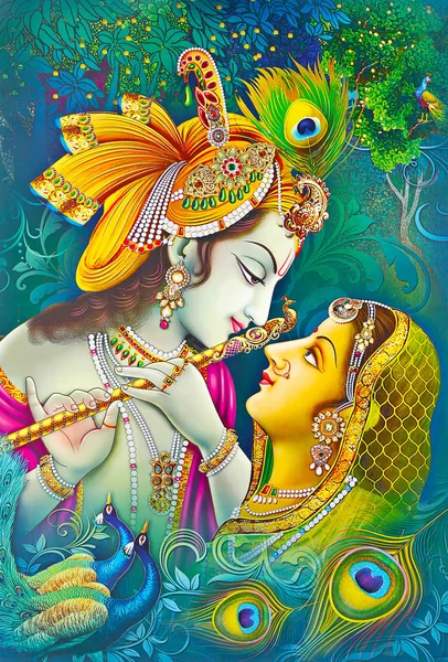 印度教领主Radha Kishana纹理墙纸背景 — 图库照片