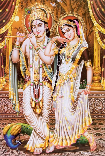 Hindu Lord Radha kishana doku duvar kağıdı arka planı
