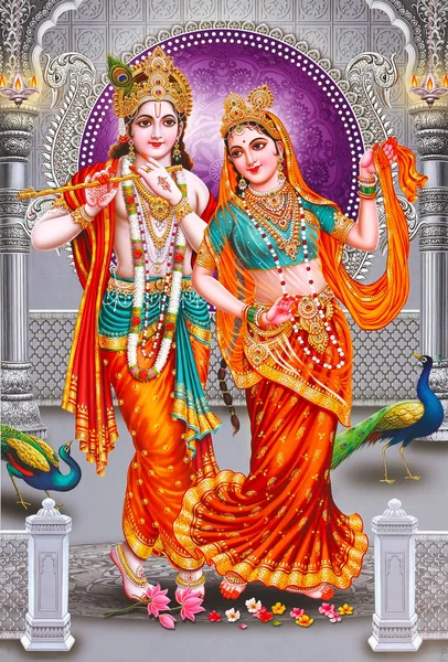 Hindu Lord Radha kishana doku duvar kağıdı arka planı
