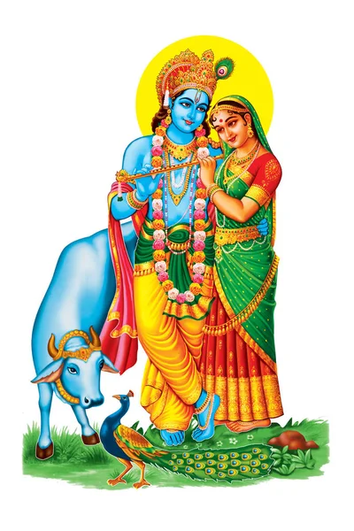 Hindu Lord Radha Kishana Texture Wallpaper Background — Stock Photo, Image