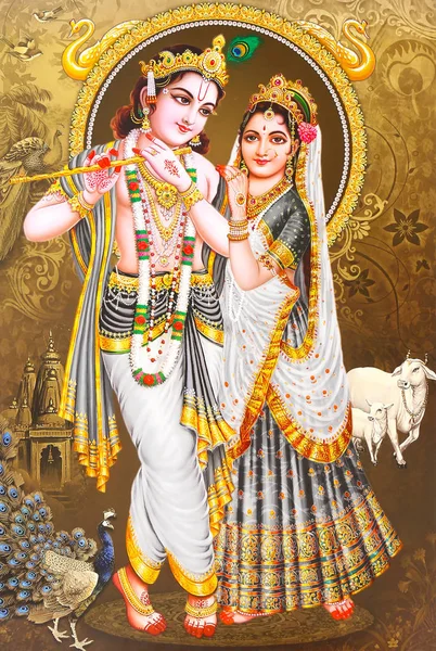 Hindu Lord Radha Kishana Textur Tapet Bakgrund — Stockfoto