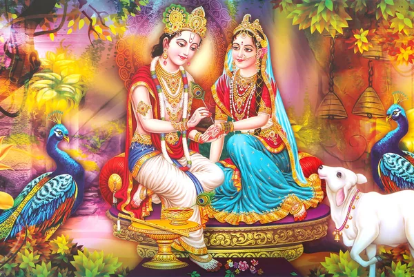 Hindu Lord Radha Kishana Textur Tapete Hintergrund — Stockfoto