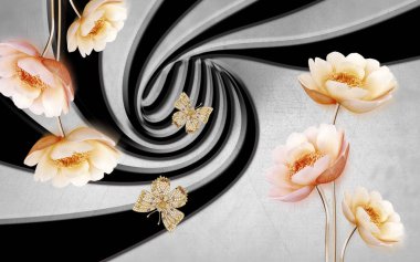 Fotoğraf arkaplanı için çiçek desenli 3 boyutlu duvar kağıdı tasarımı 