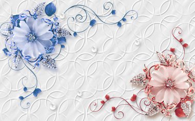 Beautiful 3d flower with abstract background  clipart