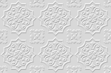 Beyaz, pürüzsüz geometrik doku. Origami kağıt stili. 3d oluşturma arkaplanı.