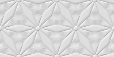 Beyaz, pürüzsüz geometrik doku. Origami kağıt stili. 3d oluşturma arkaplanı.