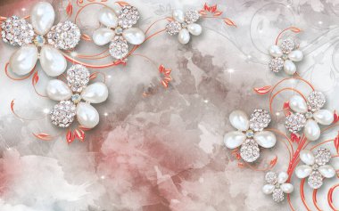 Fotoğraf arkaplanı için çiçek desenli 3 boyutlu duvar kağıdı tasarımı 