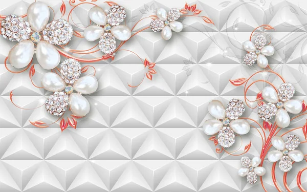 Tapet Design Med Blommor För Fotomural Bakgrund — Stockfoto