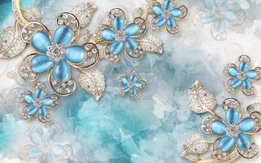 Fotoğraf arkaplanı için çiçek desenli 3 boyutlu duvar kağıdı tasarımı 