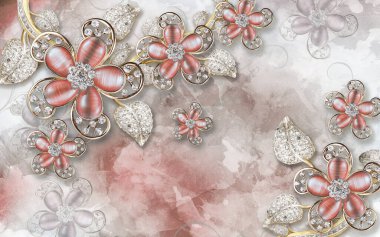 Fotoğraf arkaplanı için çiçek desenli 3 boyutlu duvar kağıdı tasarımı 