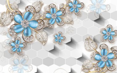 Fotoğraf arkaplanı için çiçek desenli 3 boyutlu duvar kağıdı tasarımı 