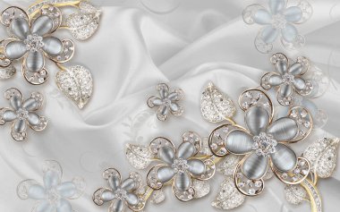 Fotoğraf arkaplanı için çiçek desenli 3 boyutlu duvar kağıdı tasarımı 