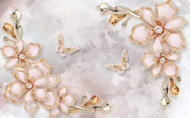 Fotoğraf arkaplanı için çiçek desenli 3 boyutlu duvar kağıdı tasarımı 