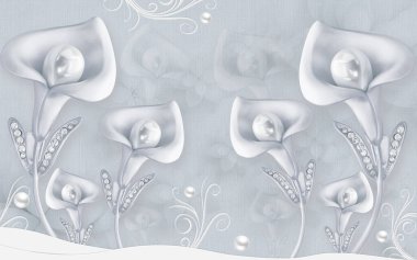 Fotoğraf arkaplanı için çiçek desenli 3 boyutlu duvar kağıdı tasarımı 