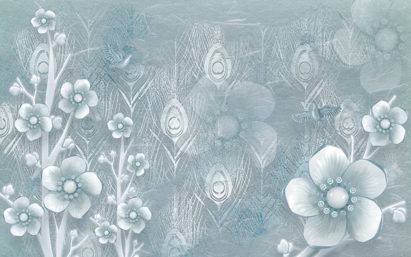 Tapéta Design Virágokkal Fotomurális Háttér — Stock Fotó