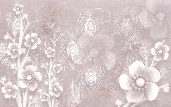 写真の背景のための花と3D壁紙デザイン ストック画像