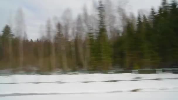 View from the window of a fast moving train — Stock Video