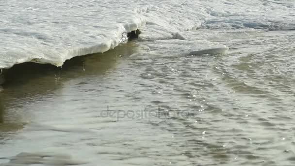 Быстрый поток талой воды — стоковое видео