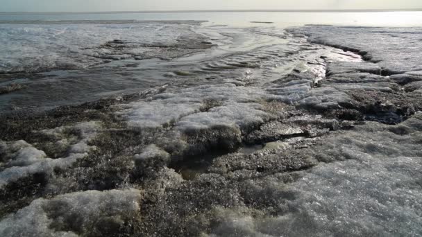 Быстрый поток талой воды — стоковое видео