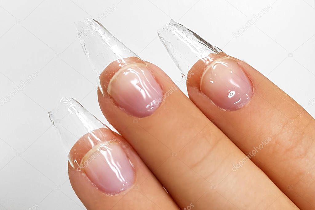 Hands with beautiful fingernails. Professional manicure.