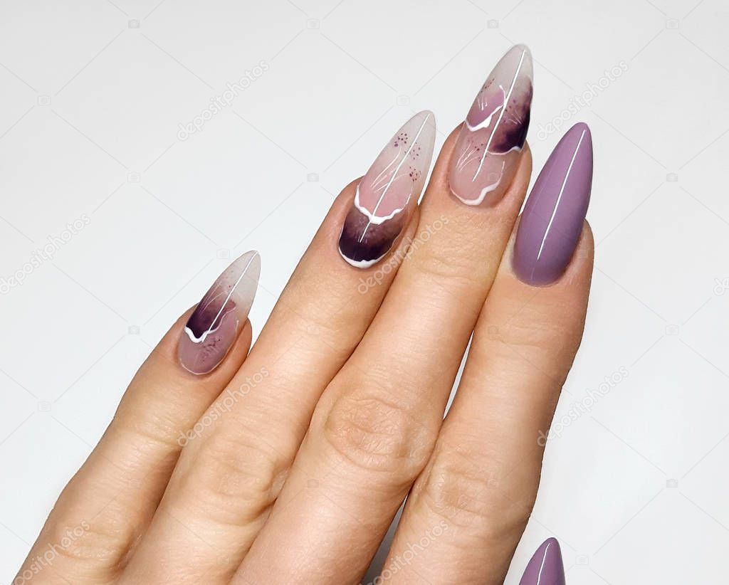 Hands with beautiful fingernails. Professional manicure.