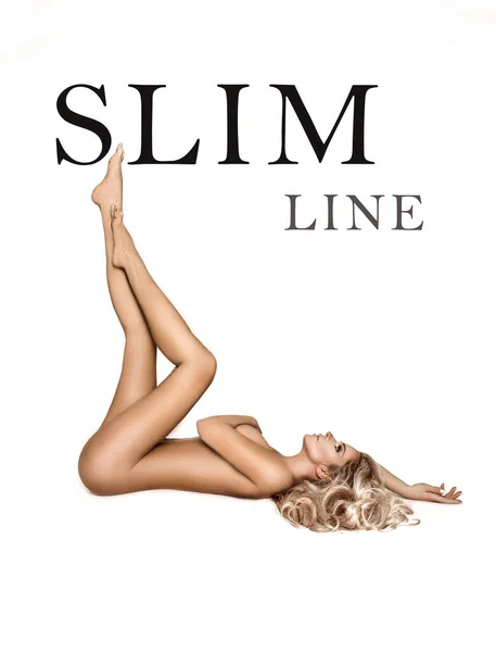 Beauty Perfect Slim Body Fit Sporty Healthy Naked Woman Posing — Stok fotoğraf