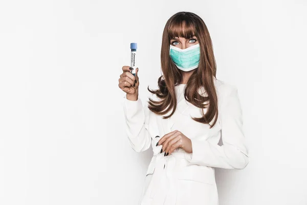Woman Mask Virus Smog Concept Corona Virus Outbreaking Epidemic Virus — Stock Photo, Image