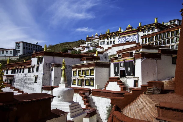 Pohled Tradiční Architekturu Tibetu Čína Koncept Cestování — Stock fotografie