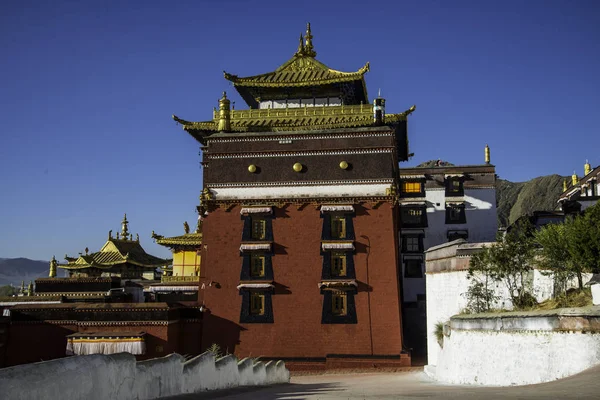 Vista Dell Architettura Tradizionale Del Tibet Cina — Foto Stock