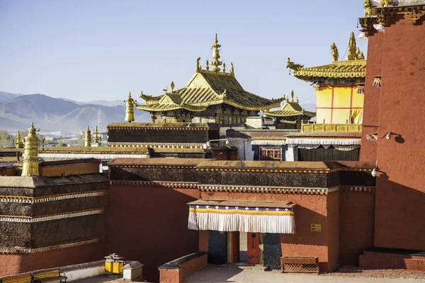 Vista Arquitetura Tradicional Tibete China — Fotografia de Stock