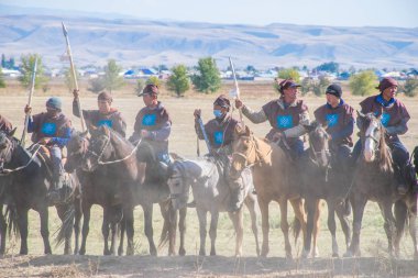 Kazakistan, Taldykorgan - 02 Ekim 2015: Göçebe Oyunları, Orta Asya 'da yapılan etnik sporlara adanmış uluslararası spor müsabakaları   