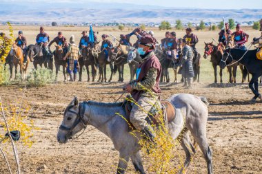 Kazakistan, Taldykorgan - 02 Ekim 2015: Göçebe Oyunları, Orta Asya 'da yapılan etnik sporlara adanmış uluslararası spor müsabakaları   