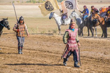 Kazakistan, Taldykorgan - 02 Ekim 2015: Göçebe Oyunları, Orta Asya 'da yapılan etnik sporlara adanmış uluslararası spor müsabakaları   