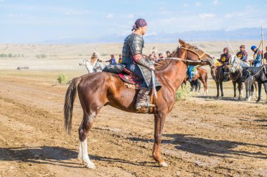 Kazakistan, Taldykorgan - 02 Ekim 2015: Göçebe Oyunları, Orta Asya 'da yapılan etnik sporlara adanmış uluslararası spor müsabakaları   