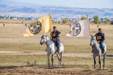 Kazakistan, Taldykorgan - 02 Ekim 2015: Göçebe Oyunları, Orta Asya 'da yapılan etnik sporlara adanmış uluslararası spor müsabakaları   